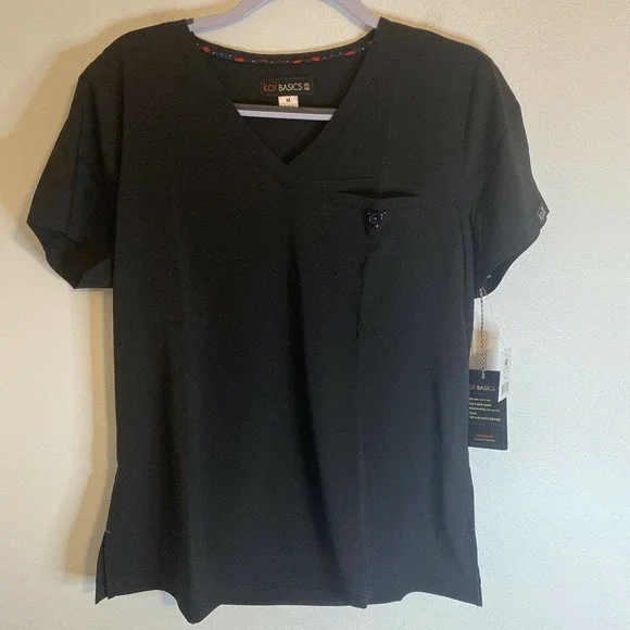Koi Basics Scrub Top Kade 1011 V-Neck Black Medium - Picture 1 of 8